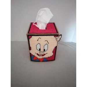 Handmade Plastic Canvas Porky Pig Tissue‎ Box Cover Holder